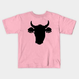 Black Cow Head Silhouette Kids T-Shirt